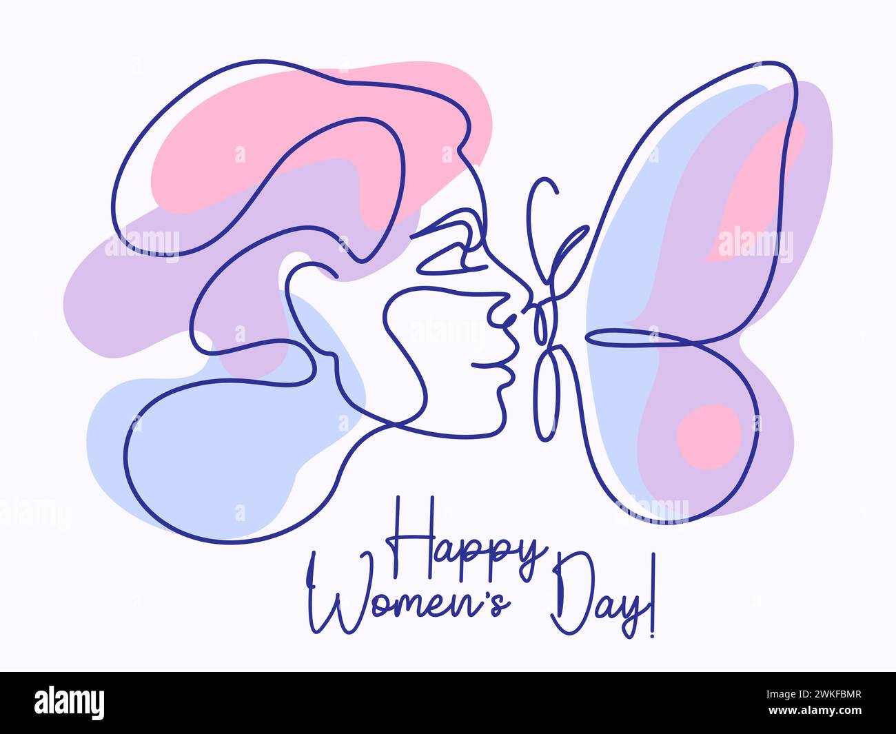 Happy International Women's Day 8 March card. Ritratto astratto di donna Illustrazione Vettoriale