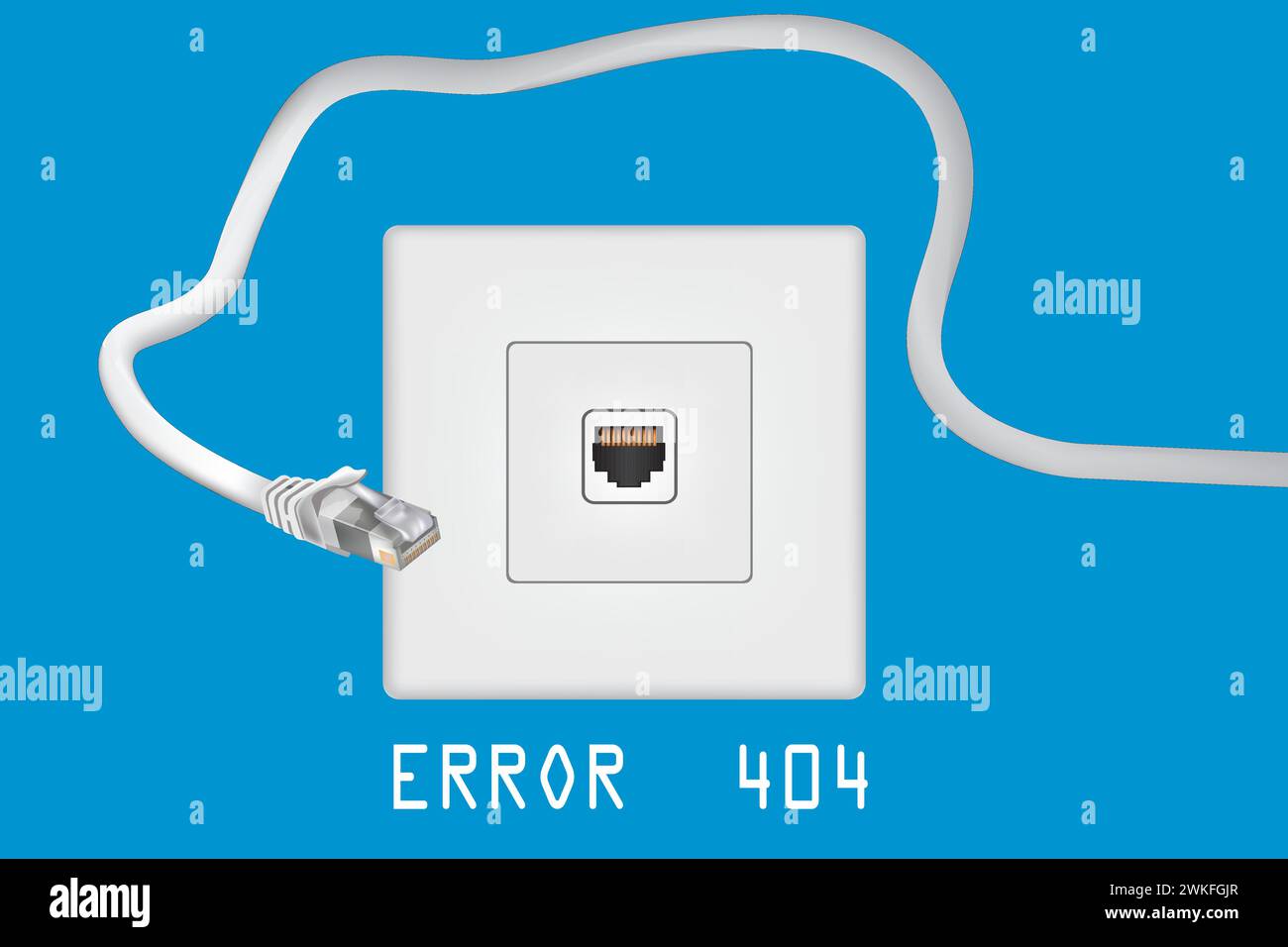 Errore 404 porta Ethernet e cavo, vettore Illustrazione Vettoriale