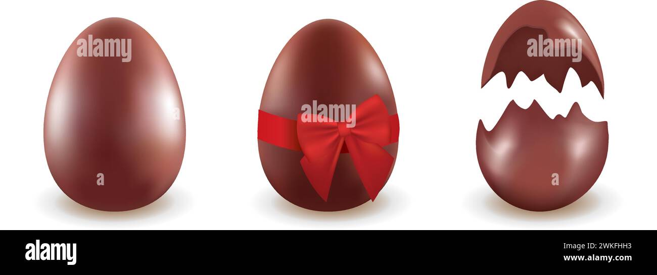 Set di uova di Pasqua al cioccolato, vettoriale Illustrazione Vettoriale