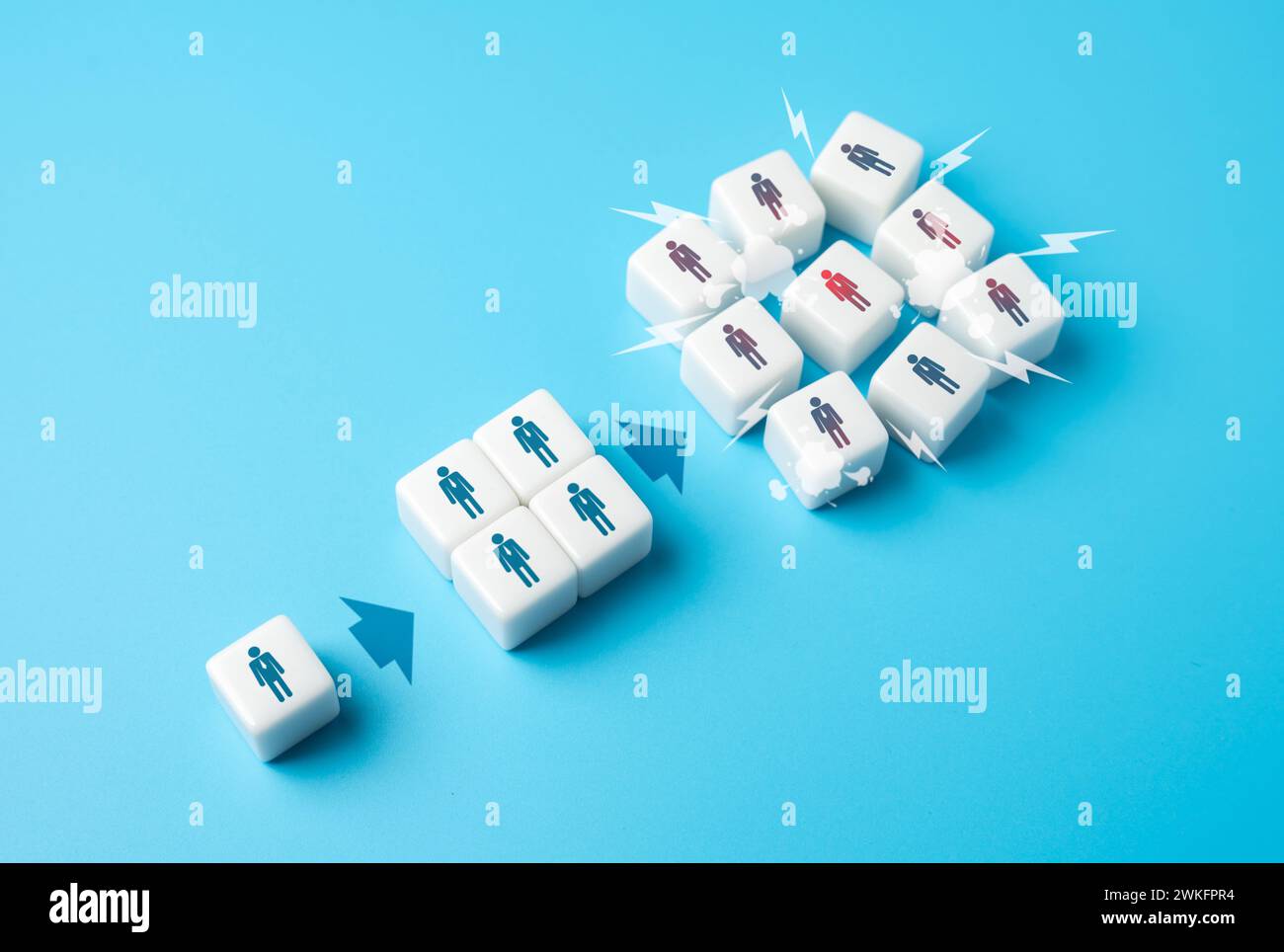 Superamento del numero di dipendenti. Gestione strategica per garantire efficienza ed efficacia costanti. Gestire la crescita del numero di dipendenti, balanci Foto Stock