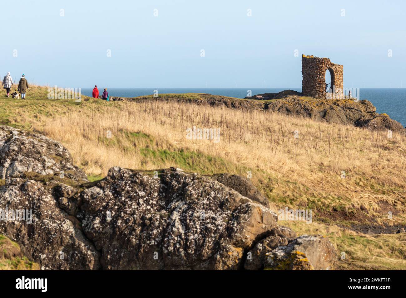 La Lady’s Tower di Elie fu costruita nel 1770 per Lady Janet Anstruther Foto Stock