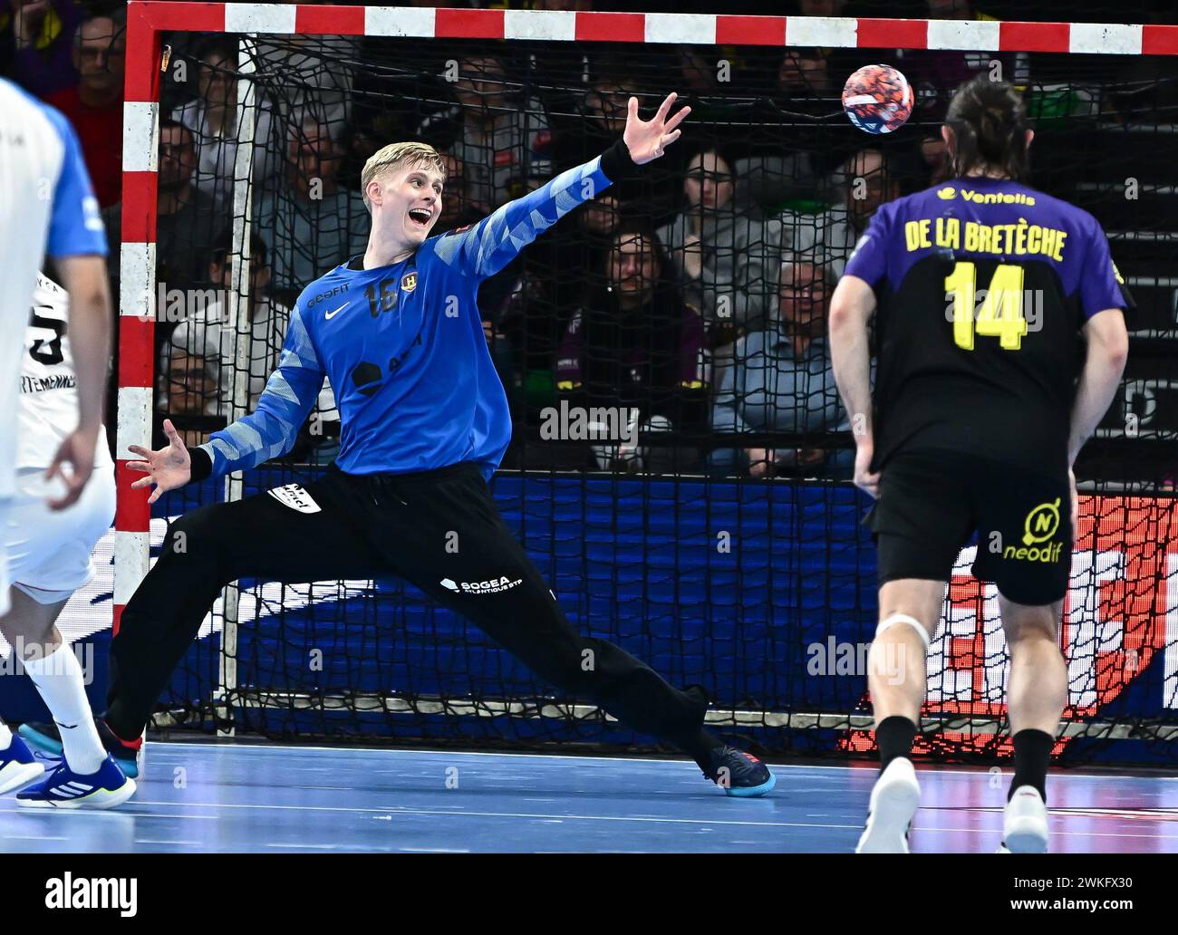 Nantes, Francia. 20 febbraio 2024. © PHOTOPQR/OUEST FRANCE/Franck Dubray ; Nantes ; 20/02/2024 ; Handball EHF European League HBC Nantes contre Gornik Zabrze Viktor Hallgrimsson /H Nantes (foto Franck Dubray) crediti: MAXPPP/Alamy Live News Foto Stock