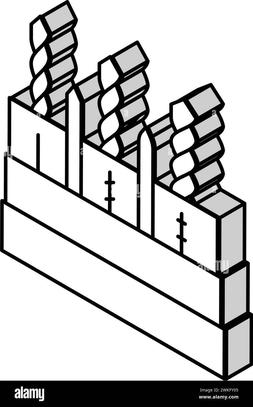 icona isometrica del supporto della punta da trapano, illustrazione vettoriale Illustrazione Vettoriale