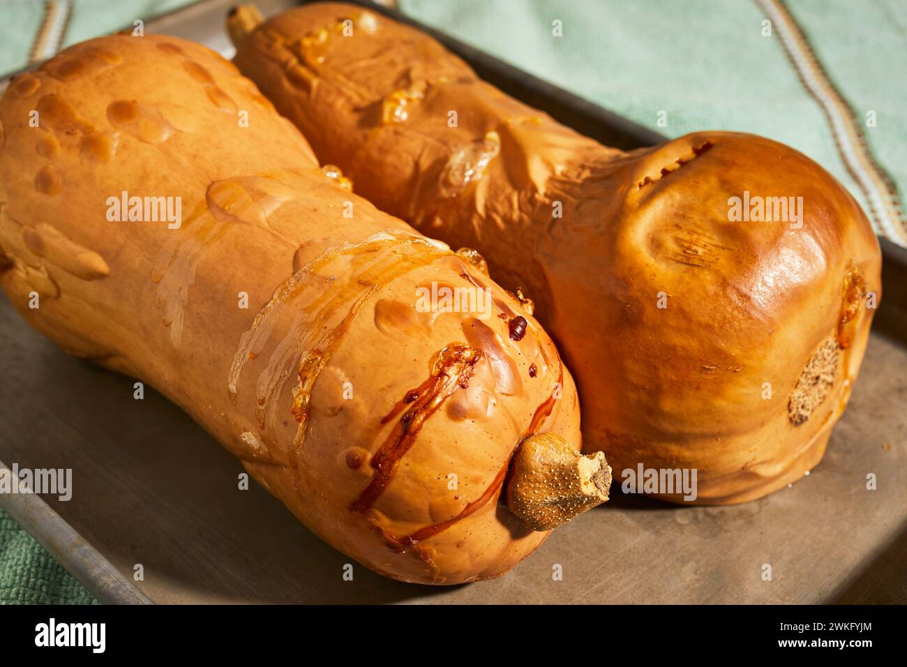 Zucca arrostita, chiamata zucca butternut nel Regno Unito Foto Stock