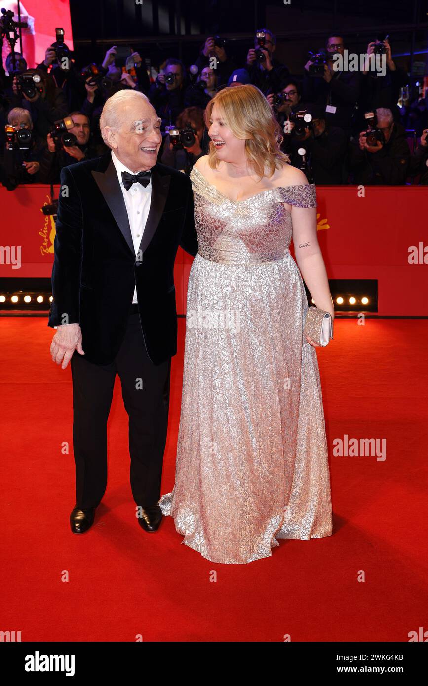 Martin Scorsese und Seine Tochter Francesca Scorsese bei der Ankunft zur Goldenen Ehrenbaer Gala im Rahmen der 74. Berlinale International Film Festiv Foto Stock