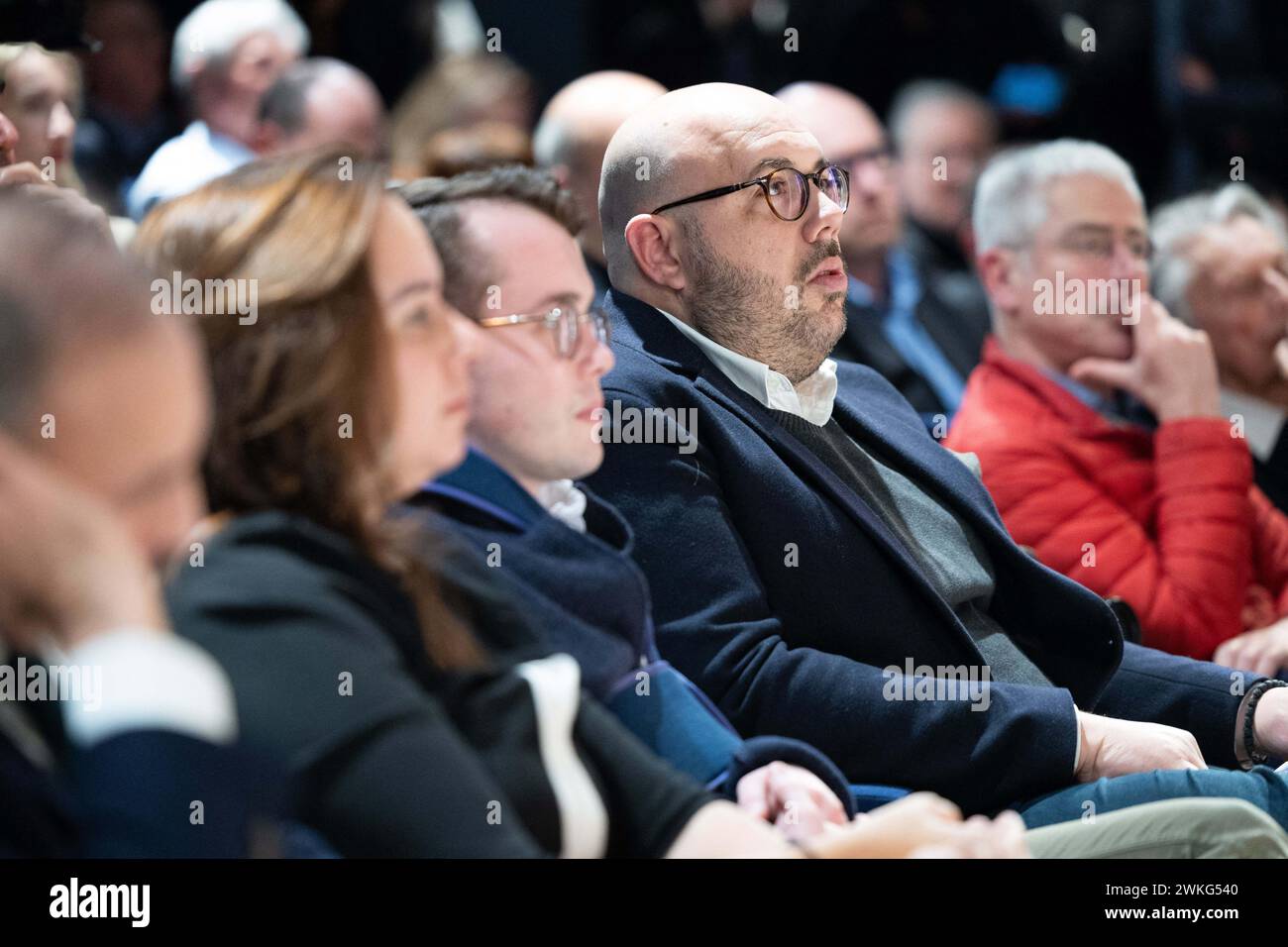 Parigi, Francia. 20 febbraio 2024. Il membro del partito di estrema destra francese Reconquete Philippe Vardon partecipa all'incontro economico del partito francese di estrema destra Reconquete! A Parigi, il 20 febbraio 2024. Foto di Raphael Lafargue/ABACAPRESS.COM credito: Abaca Press/Alamy Live News Foto Stock