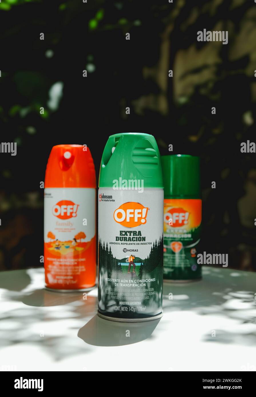 Repellenti per zanzare. Sconvolgente invasione delle zanzare in Argentina. Estate 2024. Foto Stock