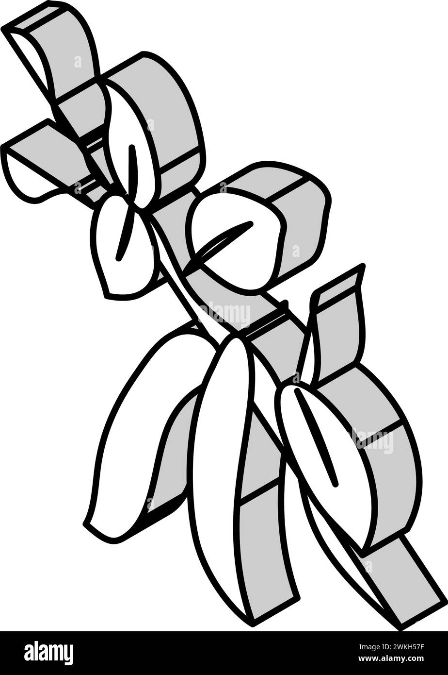 illustrazione vettoriale dell'icona isometrica delle foglie di piante di piselli Illustrazione Vettoriale