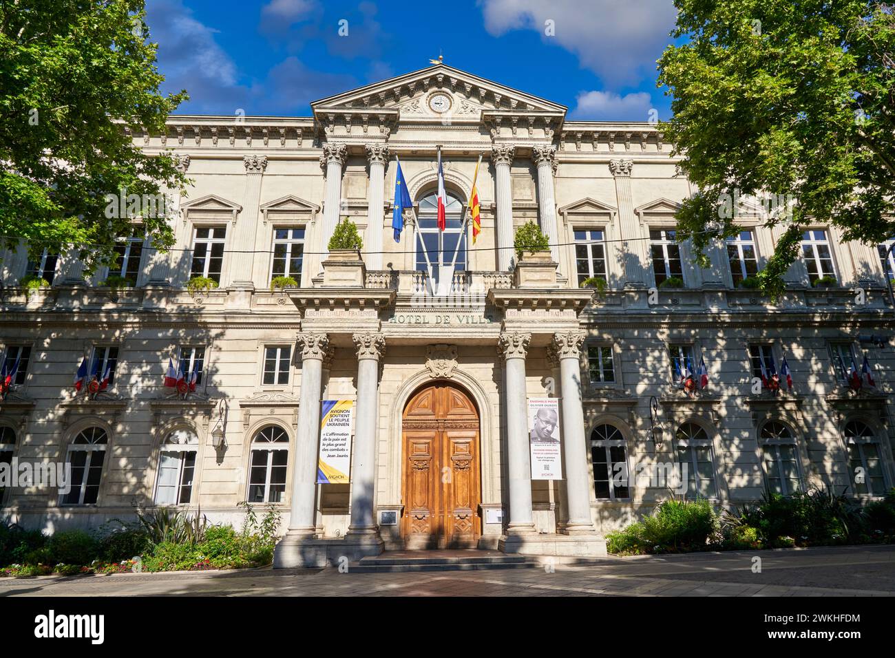 Hotel de Ville, Place de l'Horloge, Avignone, Vaucluse, Provence-Alpes-Côte d'Azur, Francia, Europa. Foto Stock