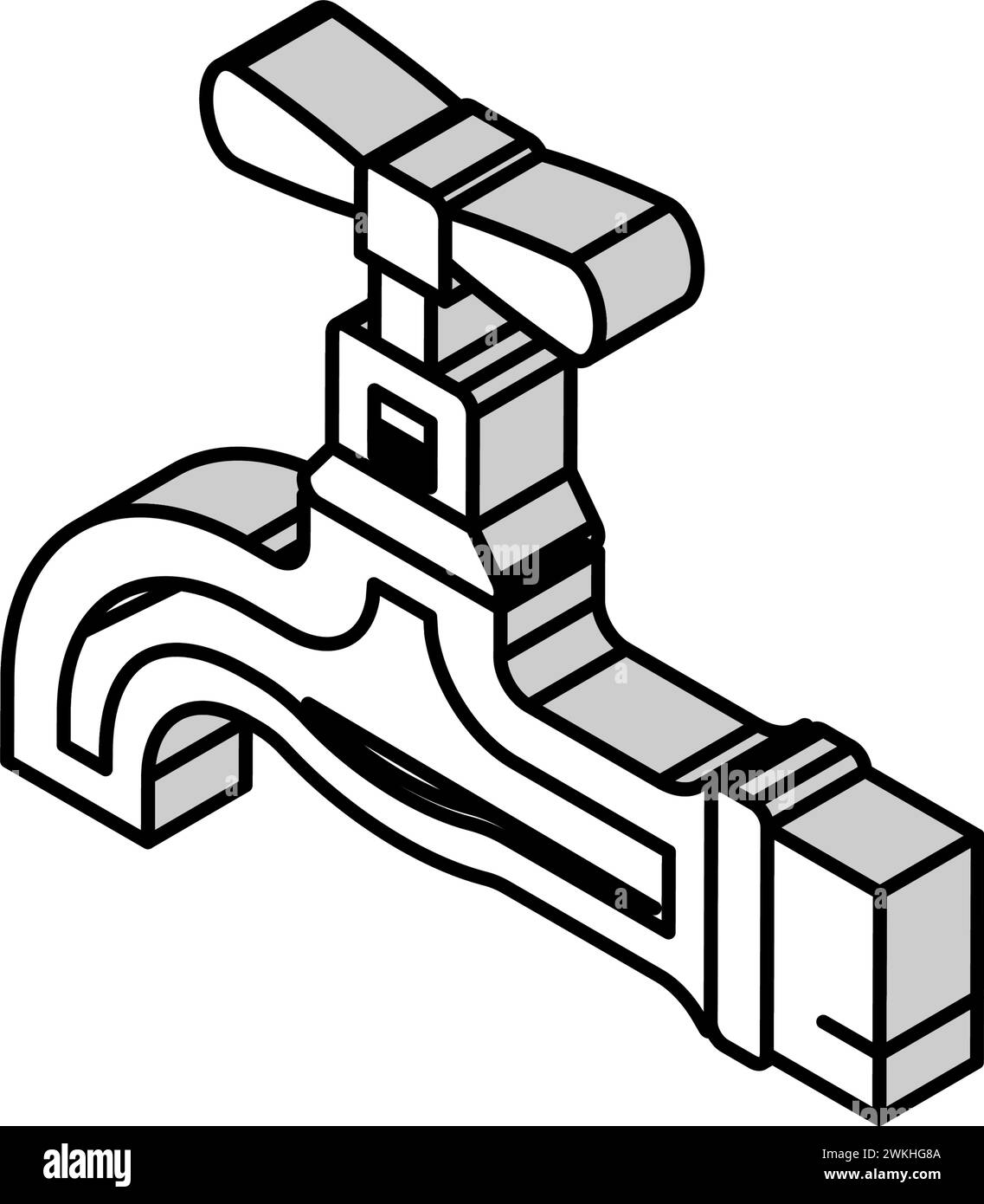 rubinetto rame metallo isometrico icona figura vettore Illustrazione Vettoriale