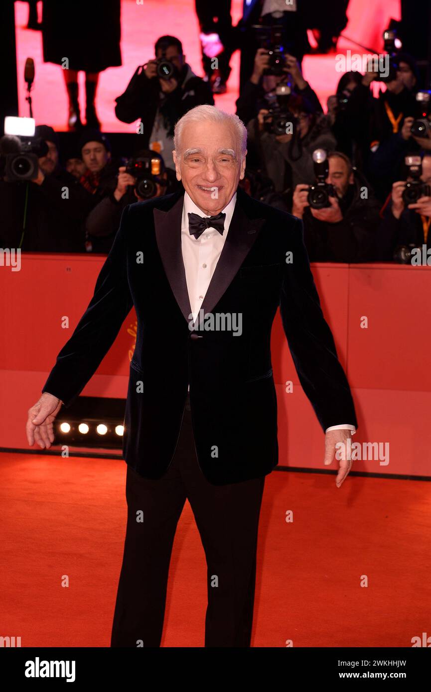 Martin Scorsese bei der Ankunft zu der Verleihung des Goldenen Ehrenbären bei den 74. Internationalen Filmfestspielen a Berlino 20.02.2024 *** Martin Scorsese arriva per la presentazione dell'Orso d'Oro Onorario al 74° Festival Internazionale del Cinema di Berlino 20 02 2024 Foto Stock