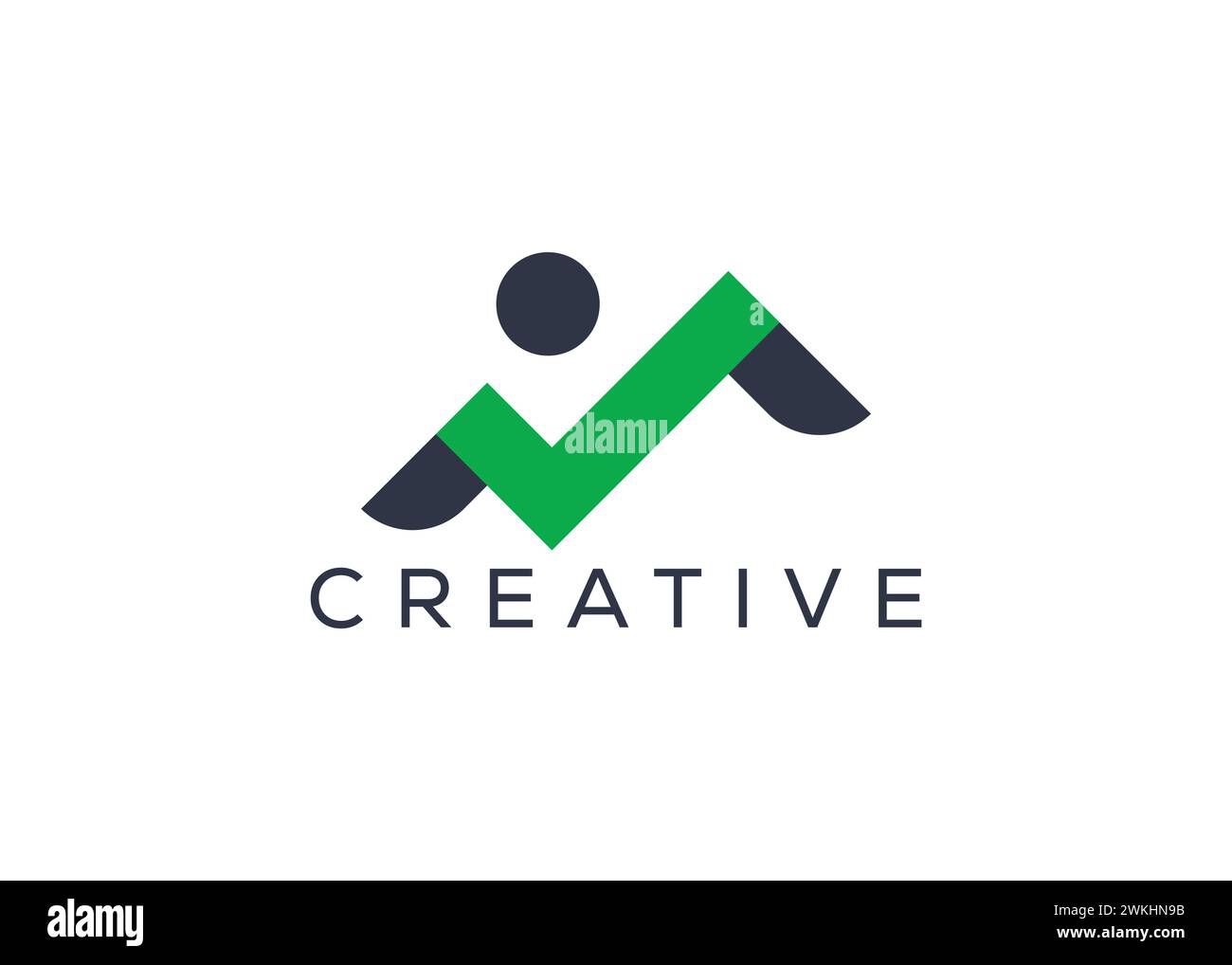 Modello vettoriale del logo Hill check mark creativo e minimale. Logo abstract Mountain check Illustrazione Vettoriale