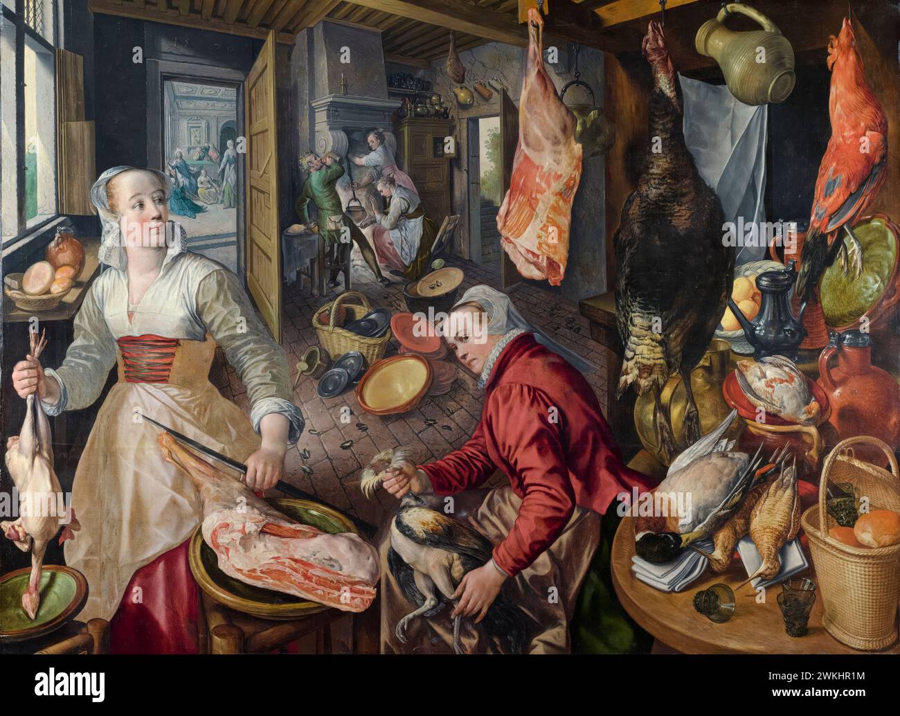 Joachim Beuckelaer, i quattro elementi: Fuoco, pittura a olio su tela, 1570 Foto Stock