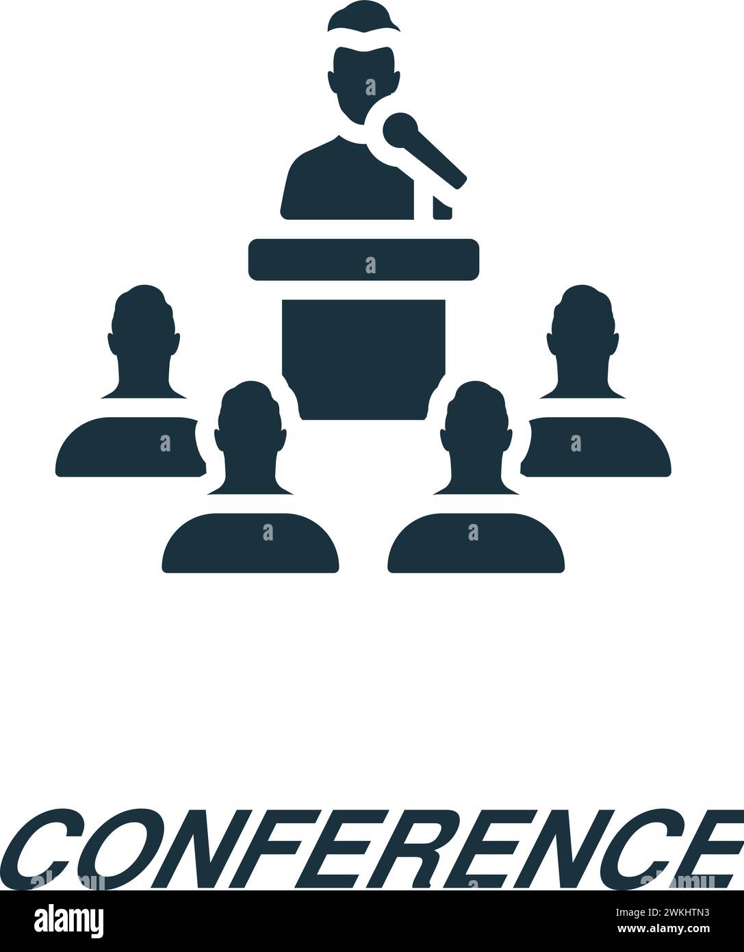 Icona della conferenza. Semplice insegna monocromatica della collezione freelance. Icona della conferenza per logo, modelli, Web design e infografiche. Illustrazione Vettoriale
