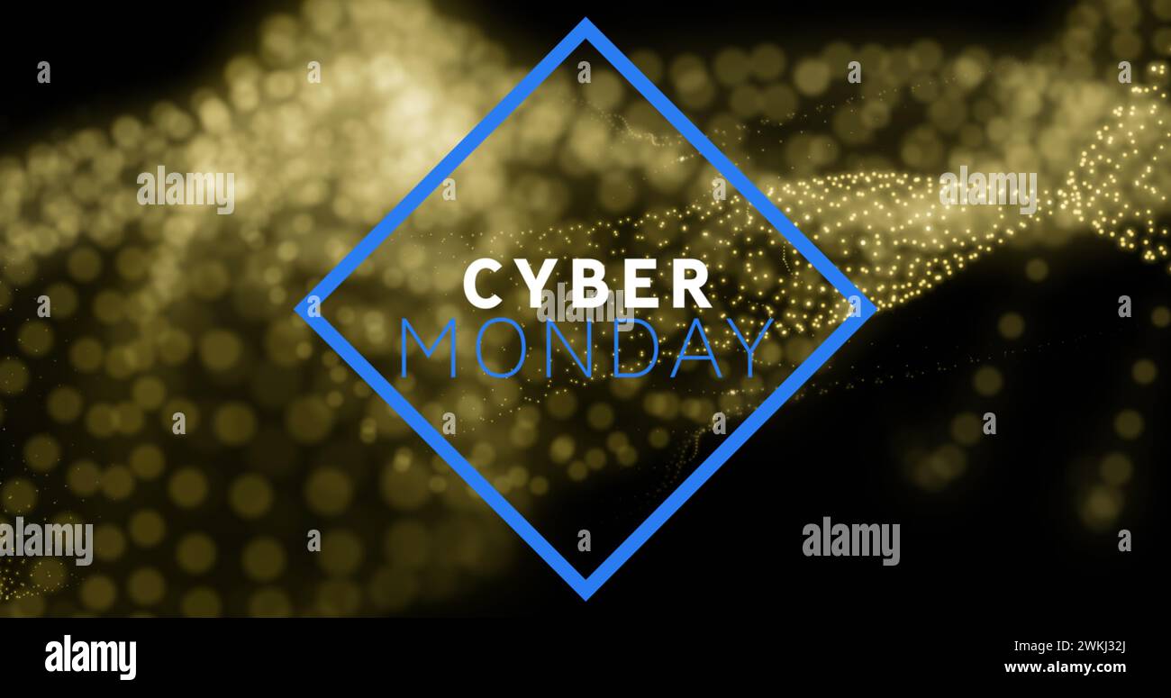 Immagine del testo cyber-monady sull'onda d'oro su sfondo nero Foto Stock