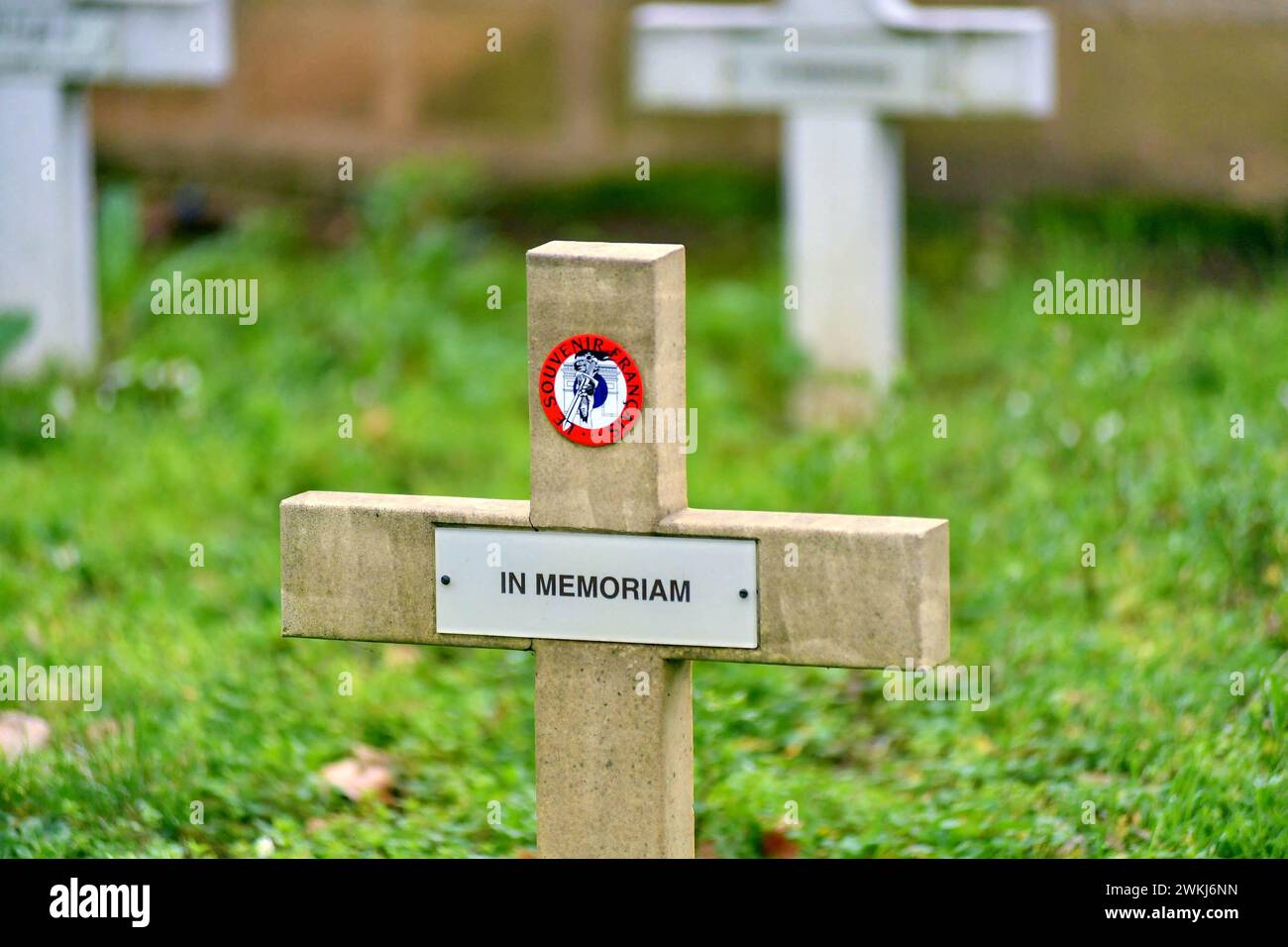 Ivry Sur Seine, Francia. 20 febbraio 2024. Tomba di Missak e Melinee Mannoukian a Ivry sur Seine, Francia, il 20 febbraio 2024, alla vigilia dell'ingresso nel Pantheon di Missak e Melinee Manouchian, sua moglie. Missak Manouchian, un worke di resistenza immigrata armena, fu ucciso dai tedeschi il 21 febbraio 1944 a Mont-Valerien a Suresnes insieme alla maggior parte dei suoi compagni e altri combattenti della resistenza. Foto di Karim Ait Adjejdou/ABACAPRESS.COM credito: Abaca Press/Alamy Live News Foto Stock