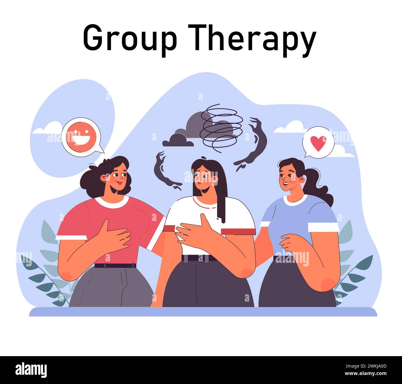 Disturbo da stress post traumatico. Personaggio femminile che soffre di disturbi mentali, che si occupa di disperazione, paura e dolore. Ansia e depressione. Illustrazione vettoriale piatta Illustrazione Vettoriale