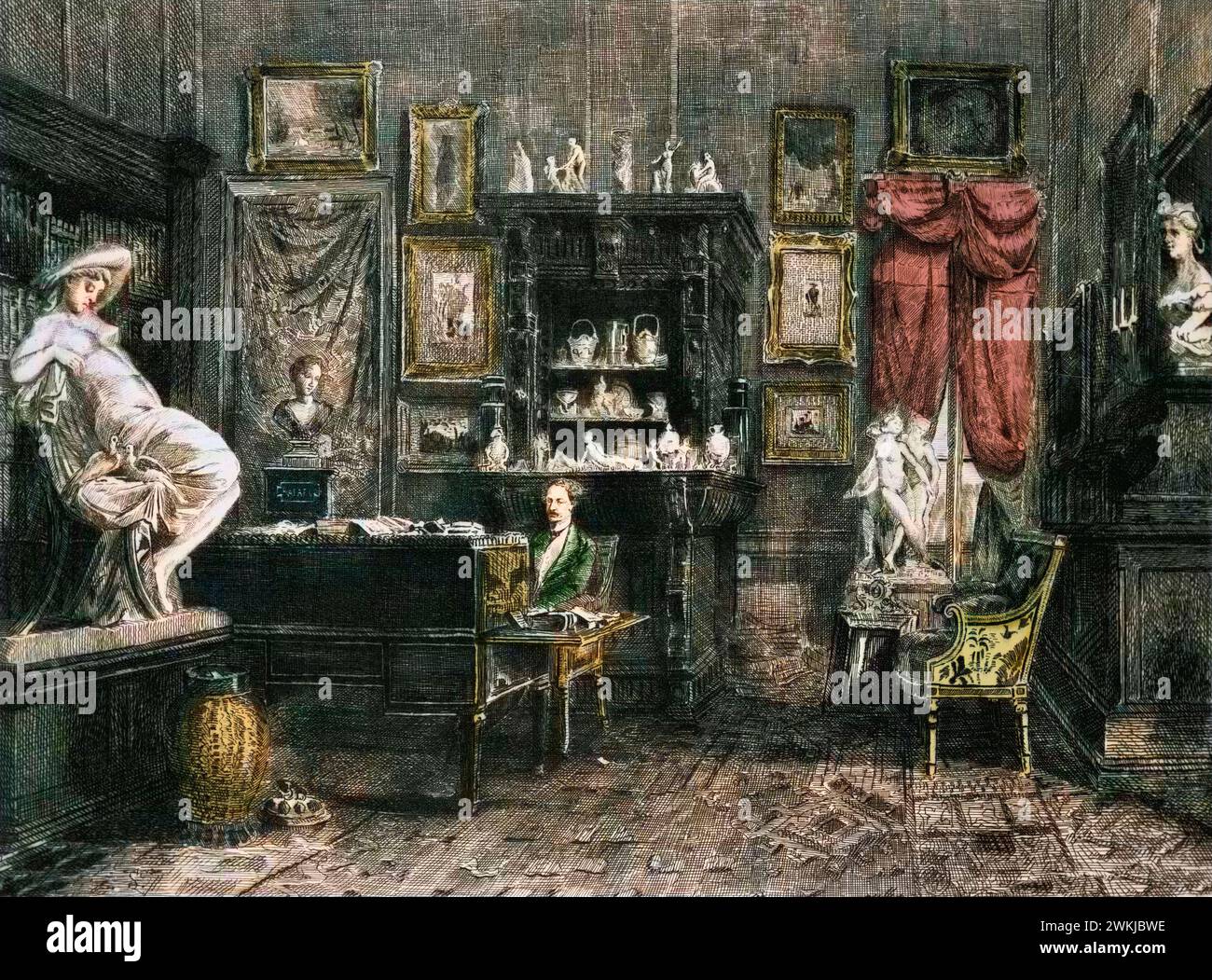 Alexandre Dumas pere (1802-1870) in Chateau de Monte-Cristo, Port-Marly (Yvelines). Foto Stock