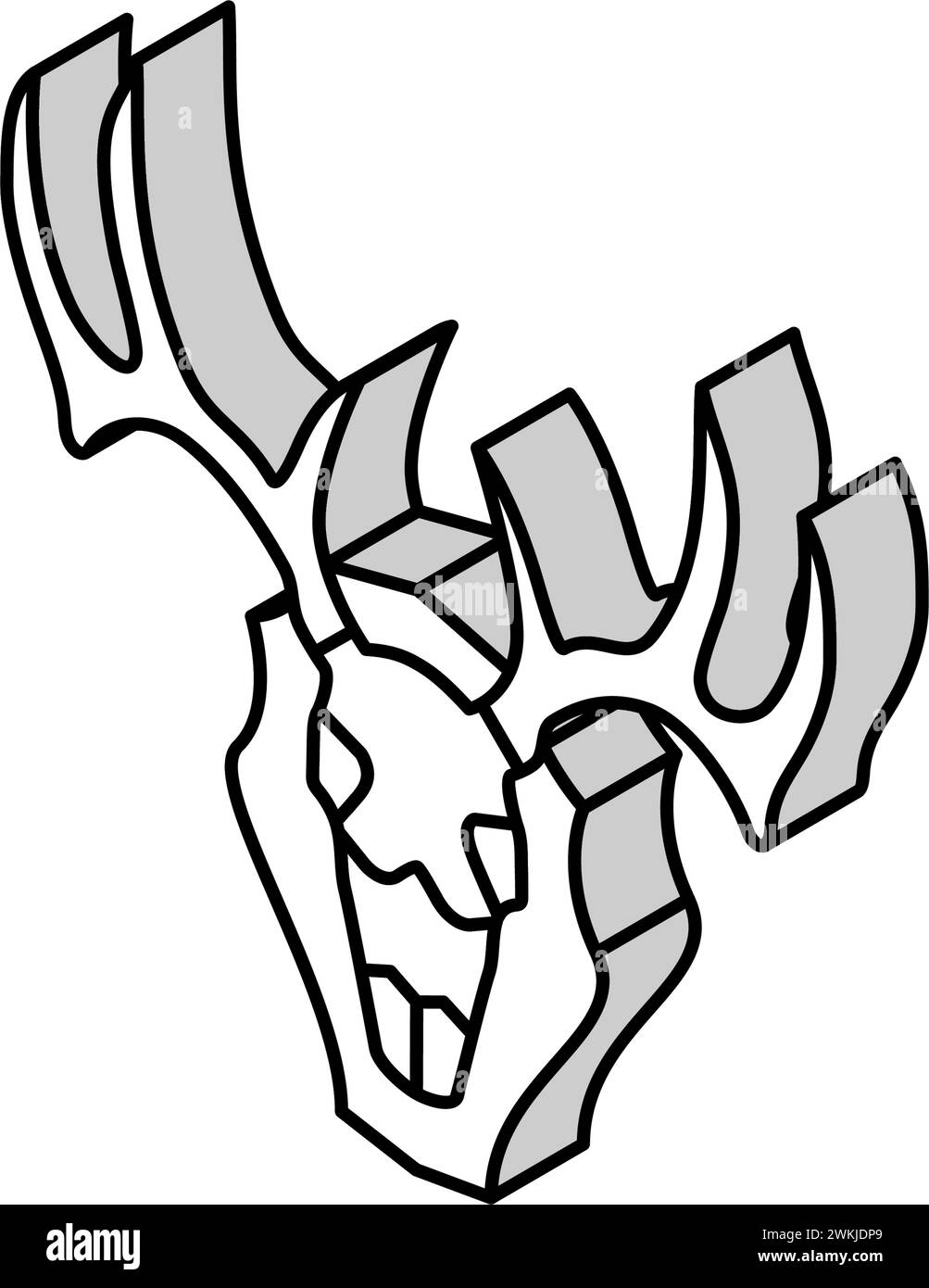 illustrazione del vettore icona isometrica animale del cervo del cranio Illustrazione Vettoriale