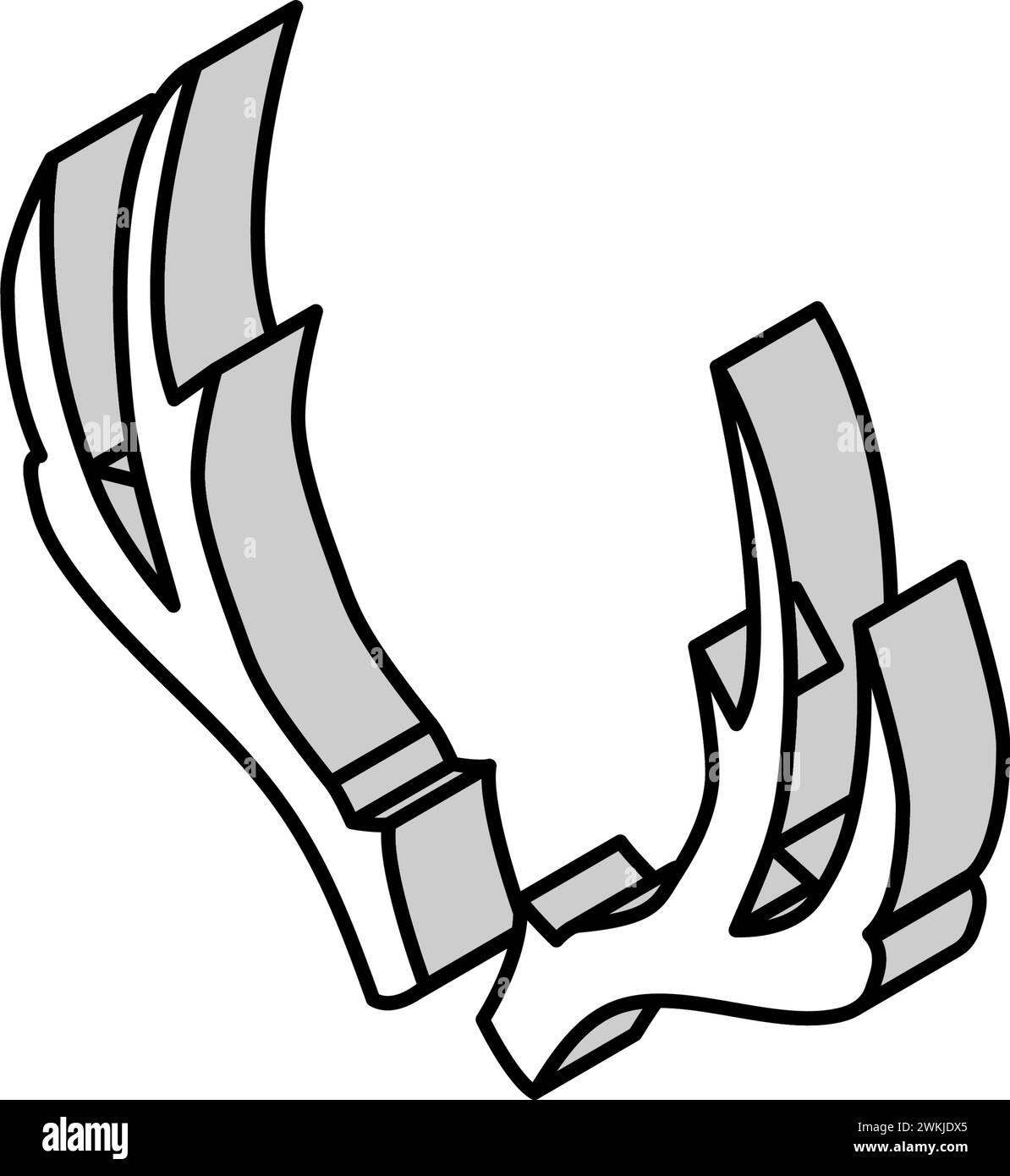 illustrazione del vettore icona isometrica animale del corno di renna Illustrazione Vettoriale