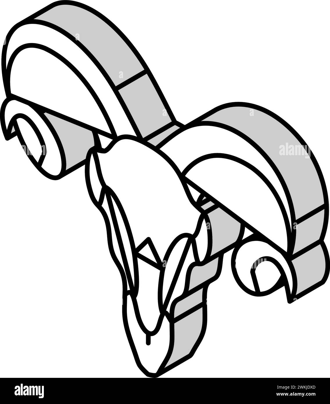 illustrazione vettoriale icona isometrica animale del cilindro del cranio Illustrazione Vettoriale