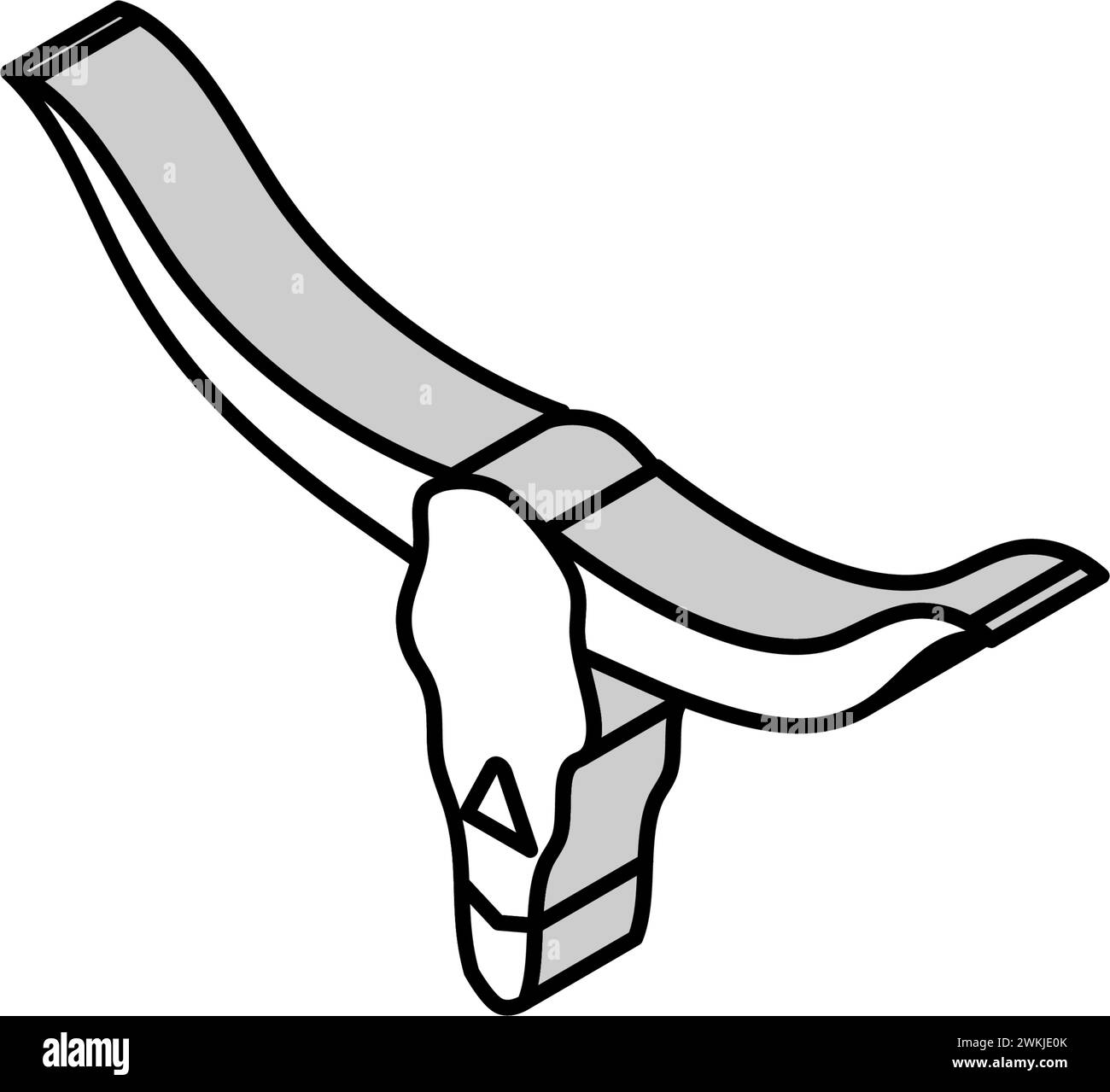 longhorn cranio corno animale isometrico icona vettore illustrazione Illustrazione Vettoriale