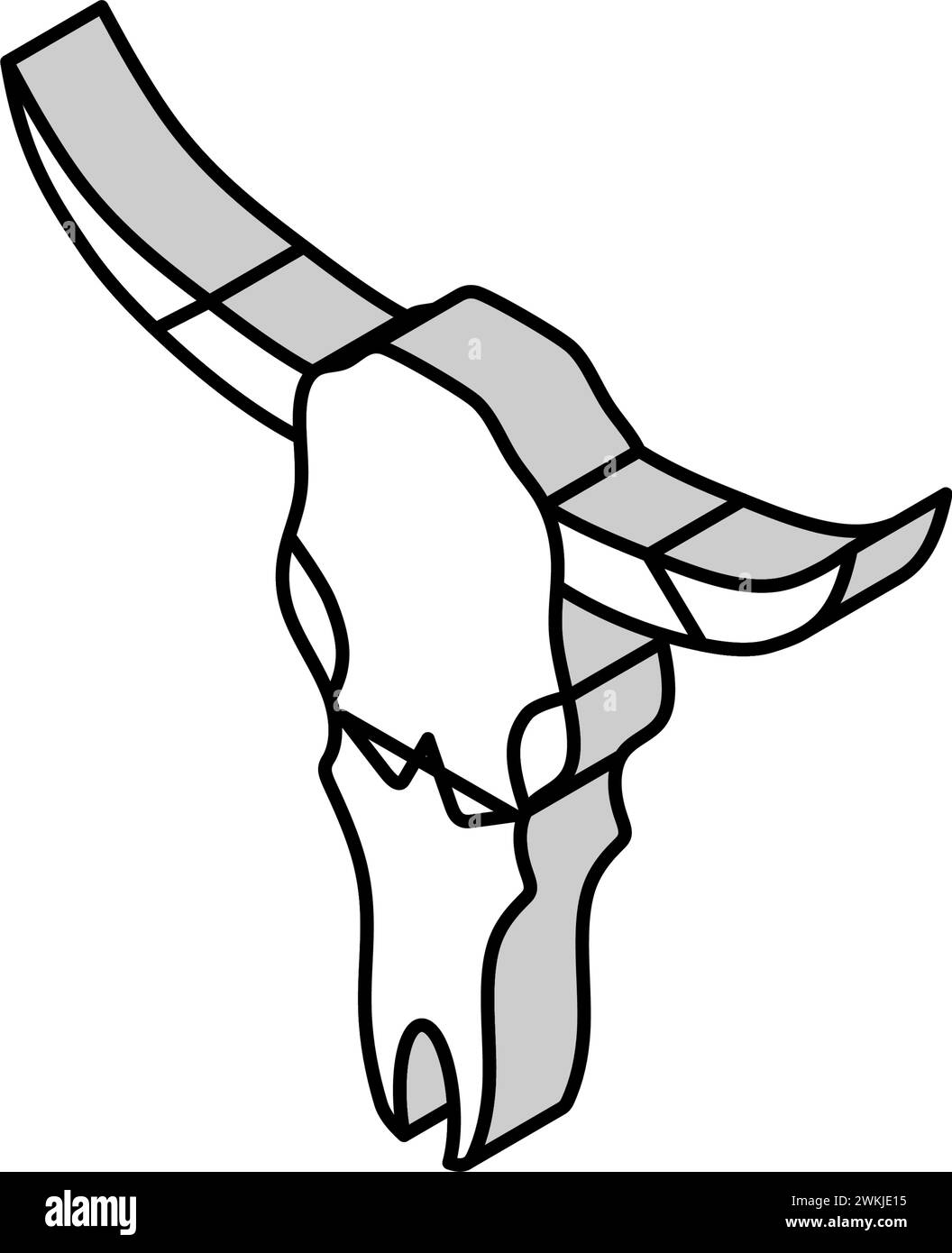 illustrazione vettoriale icona isometrica animale corno di vacca del cranio Illustrazione Vettoriale