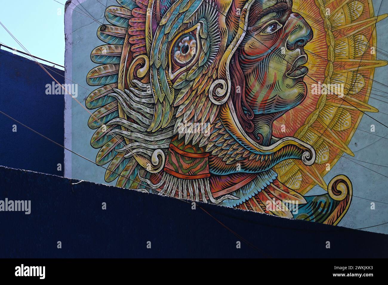 Wandmalerei im Stadtteil Cuauhtemoc, Mexiko Stadt Foto Stock