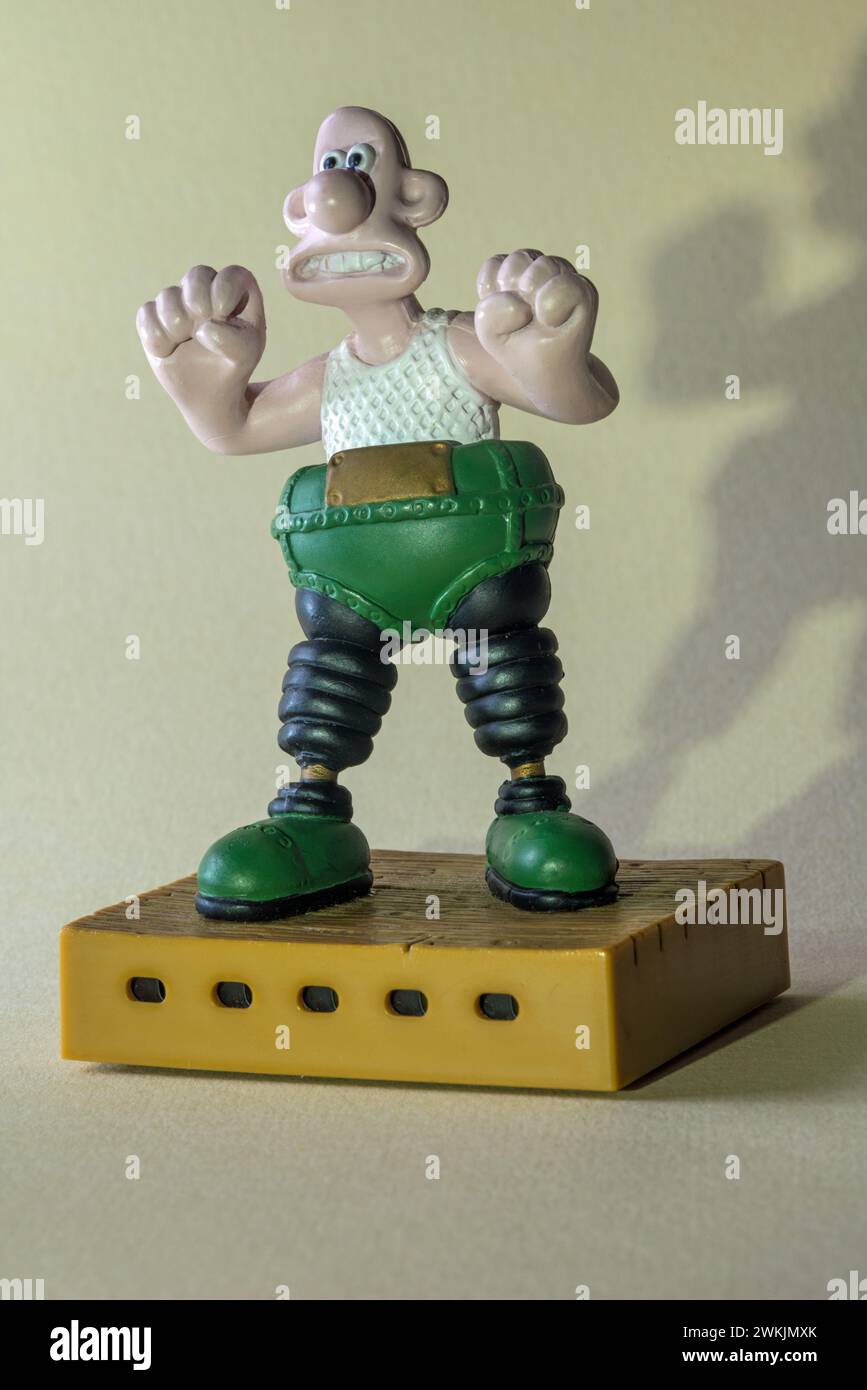 Novità deodorante per ambienti in plastica del 1989: Wallace, personaggio di Aardman Animations in "The Wrong Trousers" Foto Stock