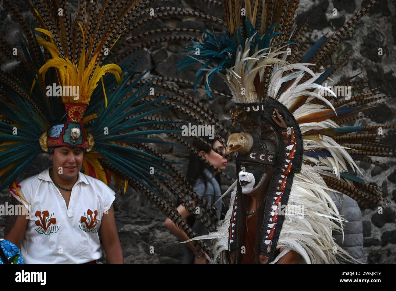 Rituale religioso di un popolo indigeno in un parco a Coyoacan, città del Messico Foto Stock