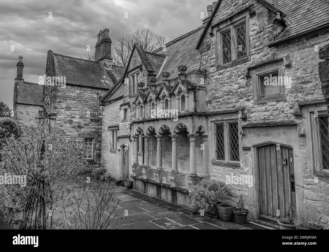 Almshouses a Wells, Somerset Foto Stock