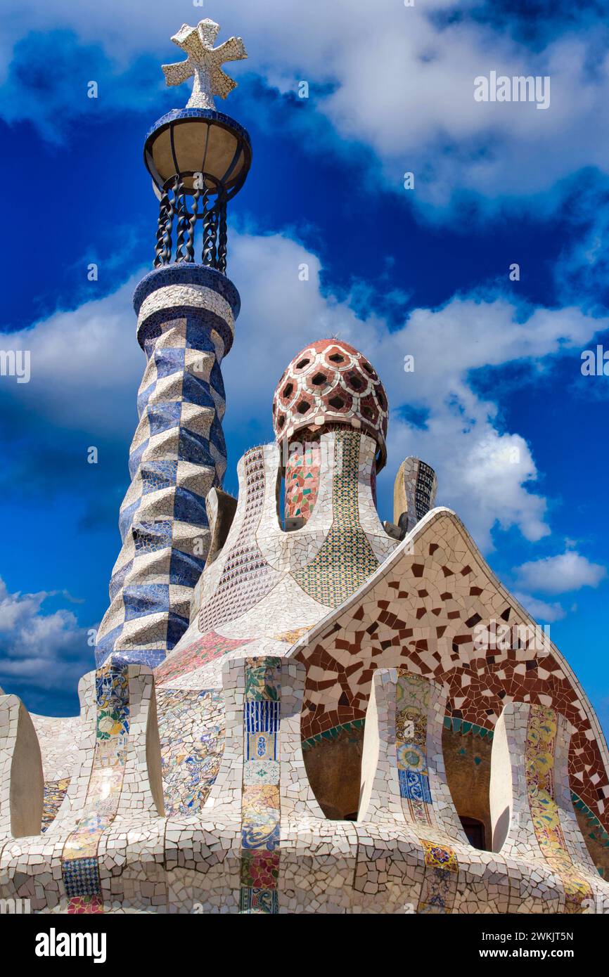 Parco Güell di Antonio Gaudí. Barcellona. La Catalogna. Spagna. Foto Stock