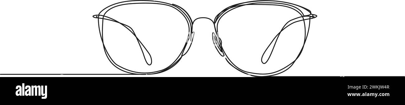 disegno continuo a linea singola di coppia di occhiali, illustrazione vettoriale line art Illustrazione Vettoriale