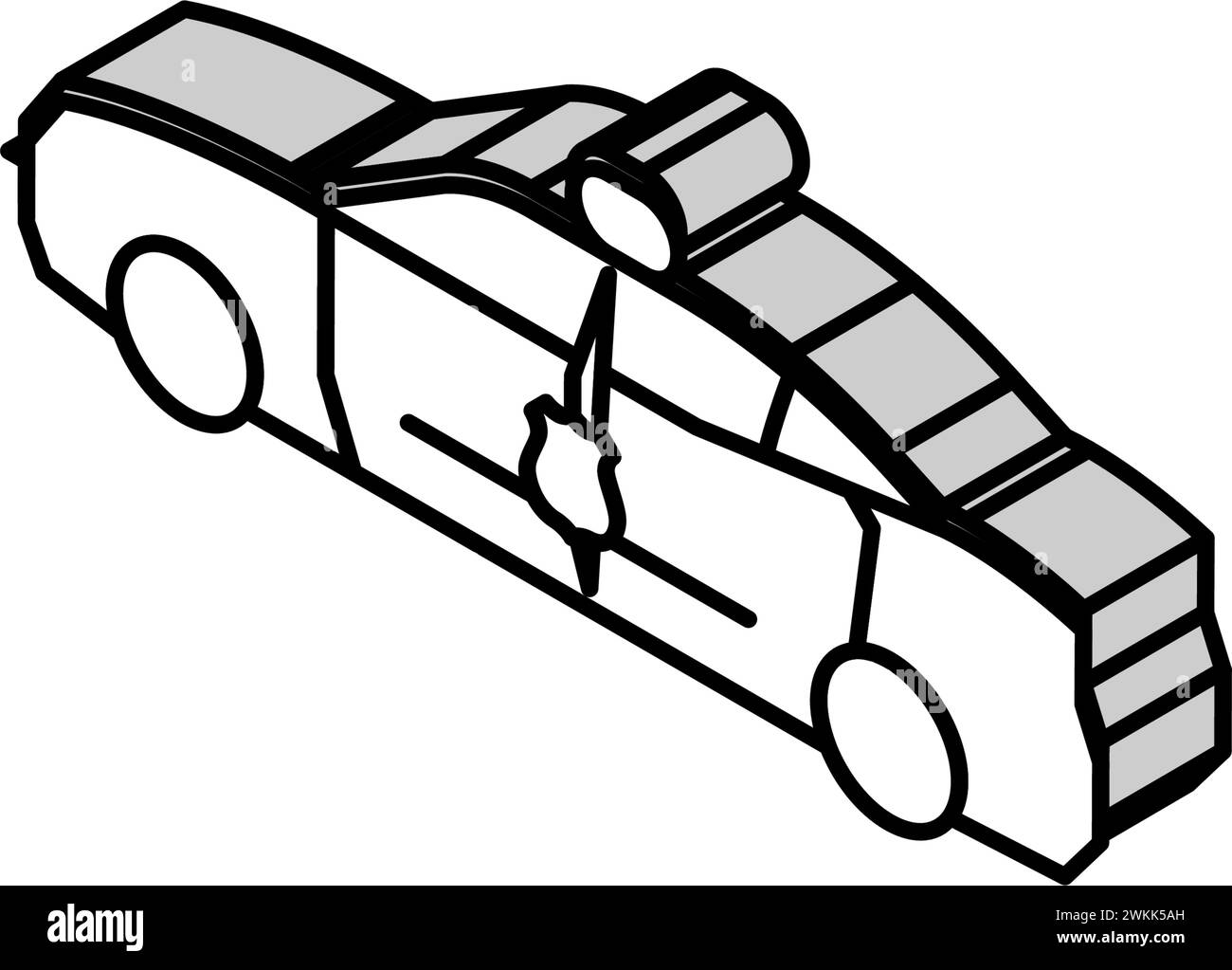 illustrazione del vettore icona isometrica del crimine d'auto della polizia Illustrazione Vettoriale