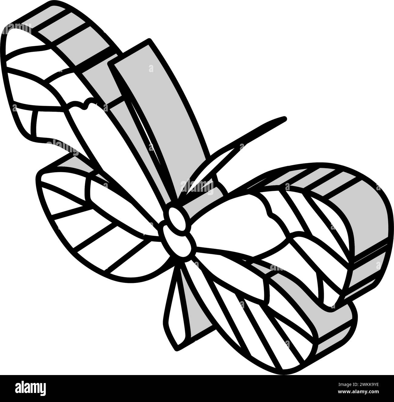 illustrazione vettoriale icona isometrica con molla a farfalla vetrificata Illustrazione Vettoriale