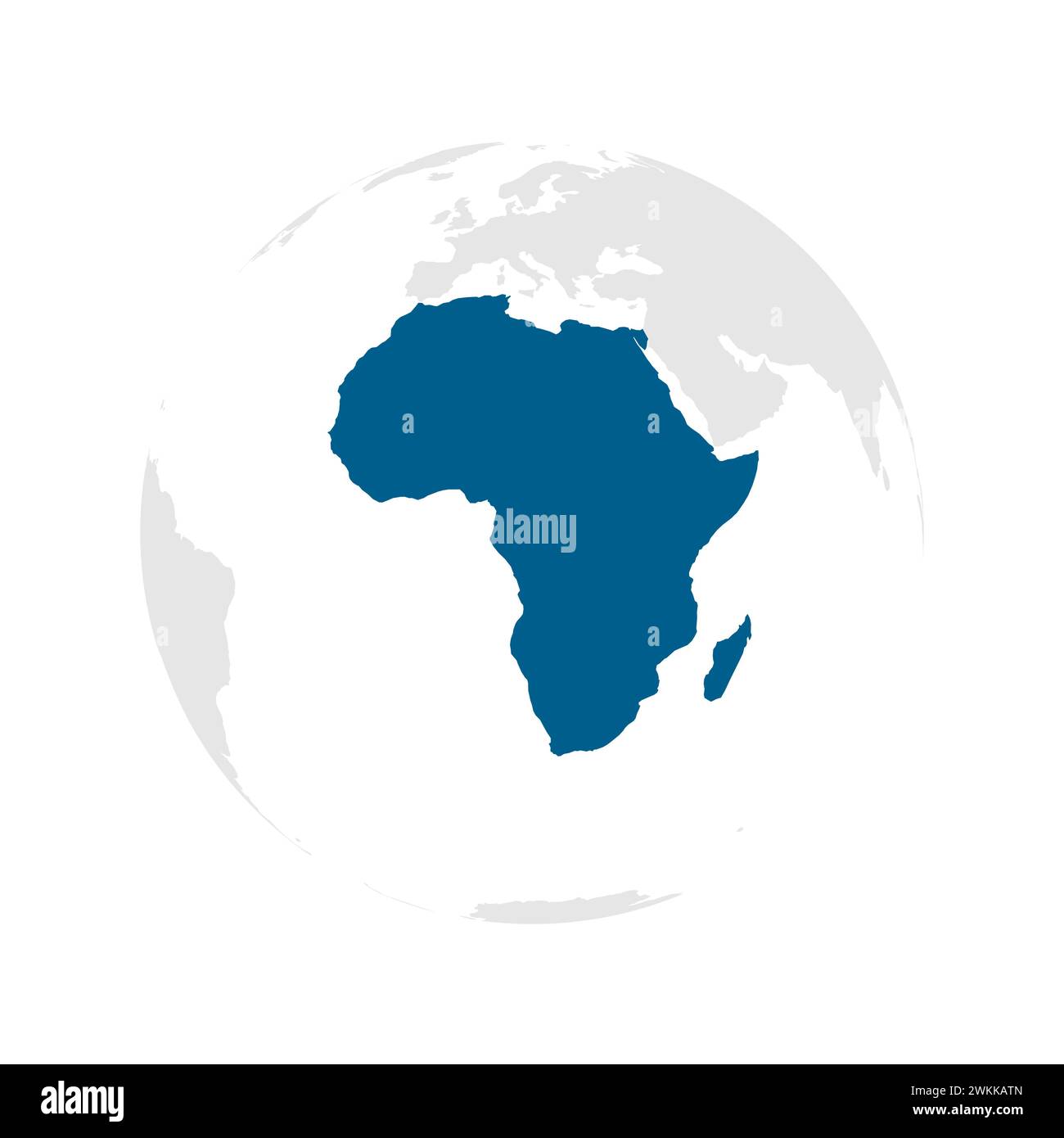 Africa continente blu scuro evidenziata silhouette sul globo terrestre. Illustrazione vettoriale Illustrazione Vettoriale
