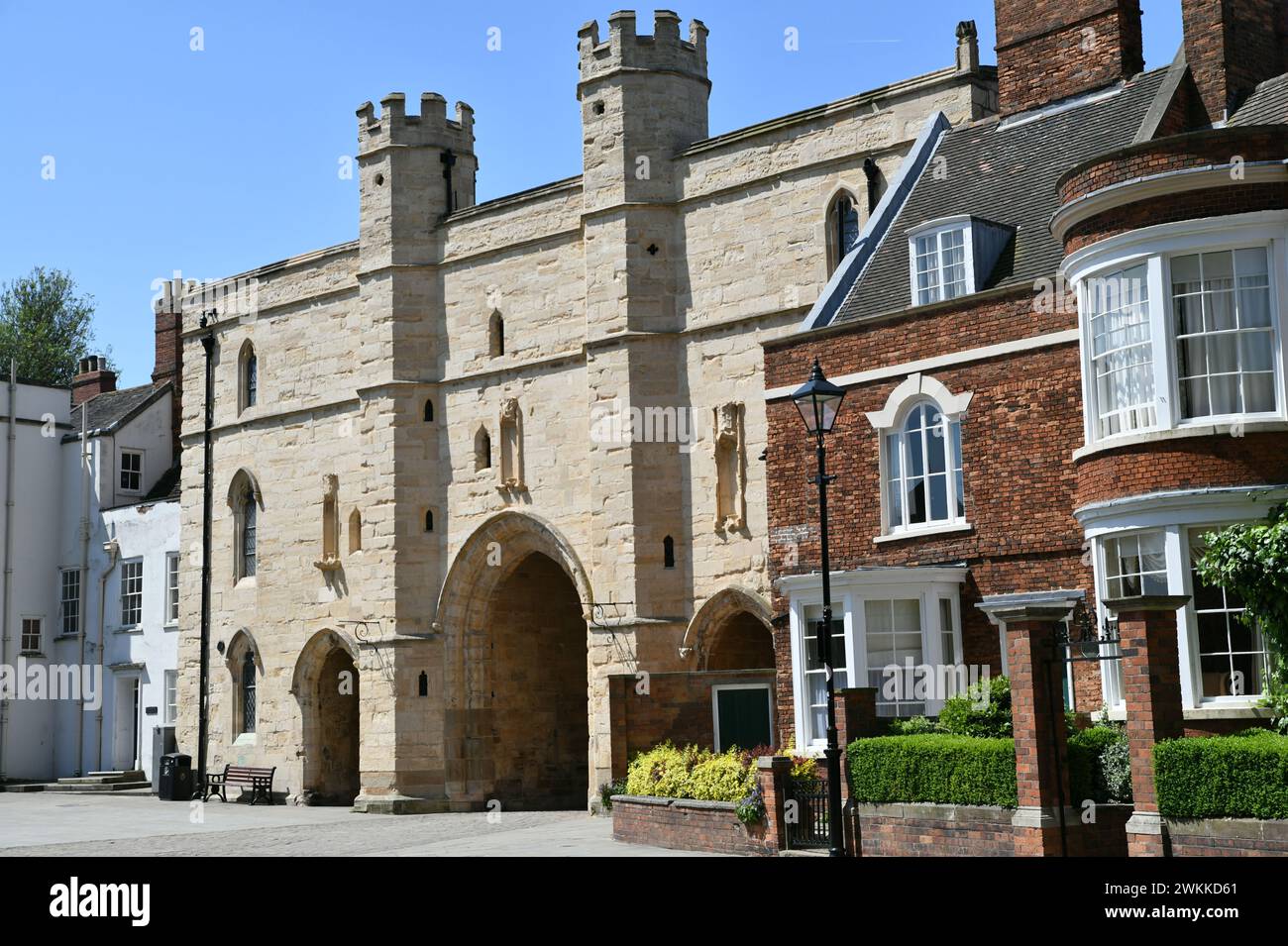 Exchequer Gate nel centro di Lincoln, Inghilterra Foto Stock