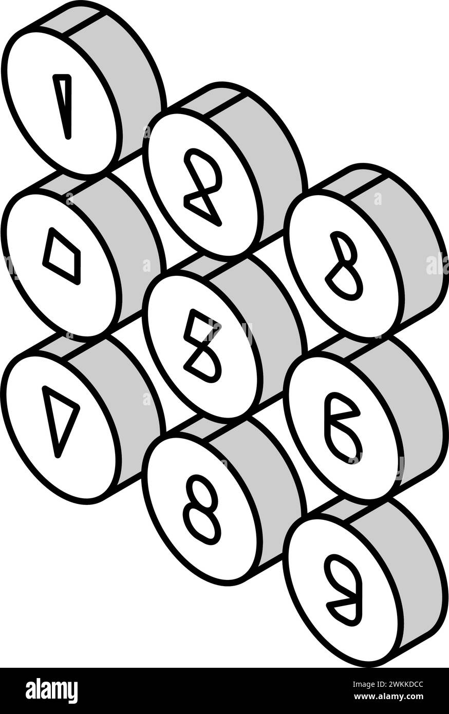 numeri matematica educazione scientifica icona isometrica illustrazione vettoriale Illustrazione Vettoriale