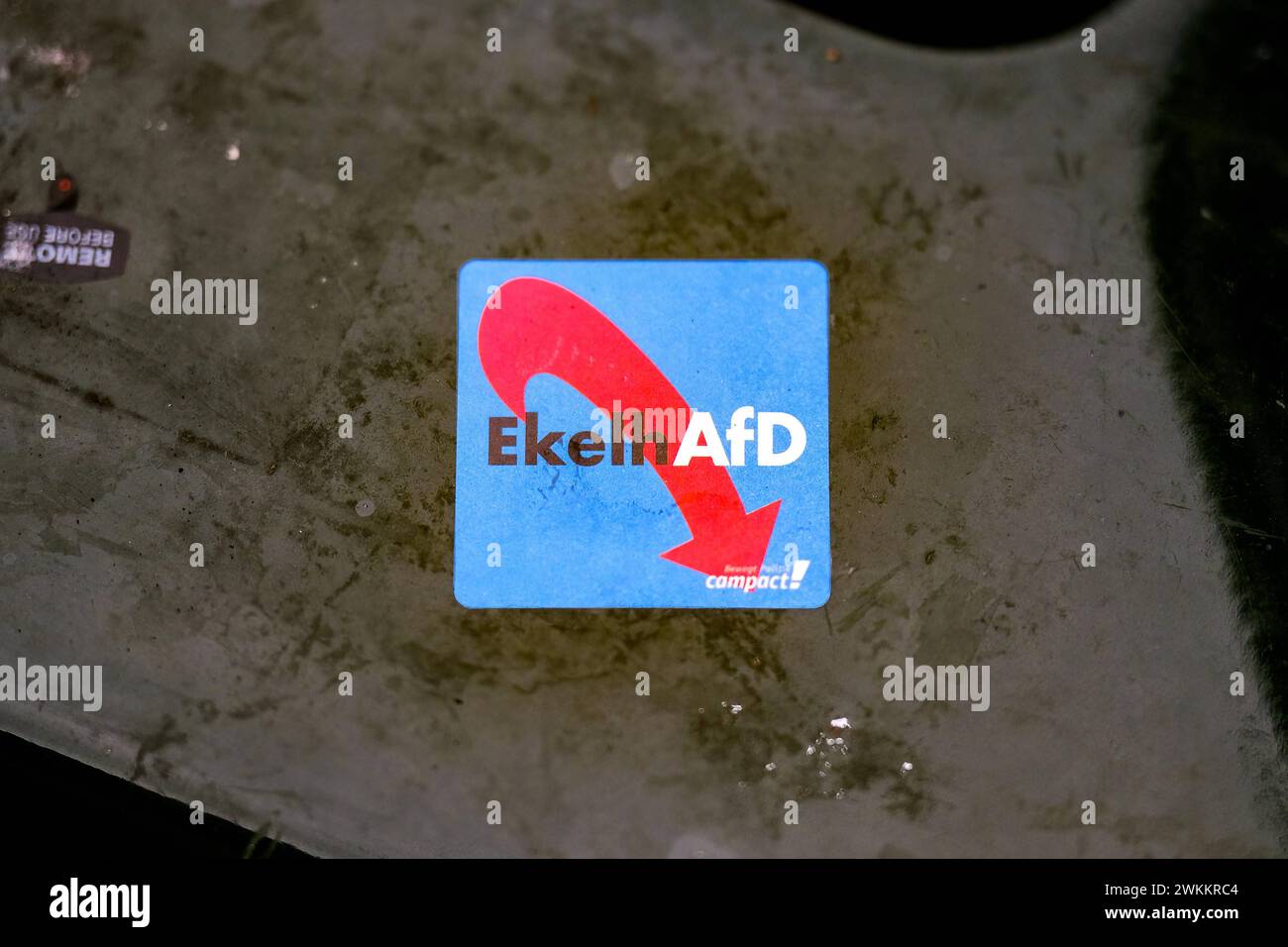 Düsseldorf 21.02.2024 Anti-AFD Aufkleber von campact EkelhAFD politische Polarisierung Gesellschaftsspaltung Hassrede AFD-Verbot Düsseldorf Nordrhein-Westfalen Deutschland *** Düsseldorf 21 02 2024 Anti AFD sticker by Campact EkelhAFD polarizzazione politica divisione sociale discorso di odio AFD Ban Düsseldorf Nord Rhine-Westfalia Germania Foto Stock