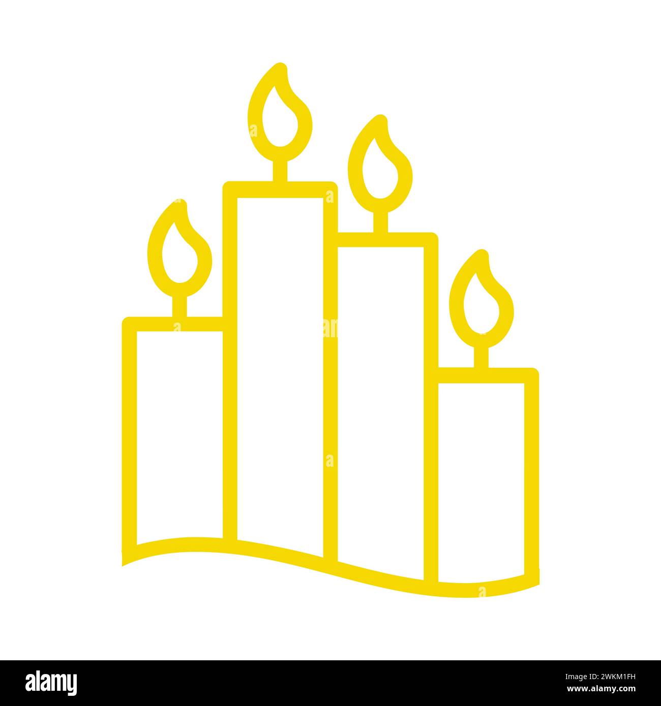 Icona Golden Burning Candles Line Illustrazione Vettoriale