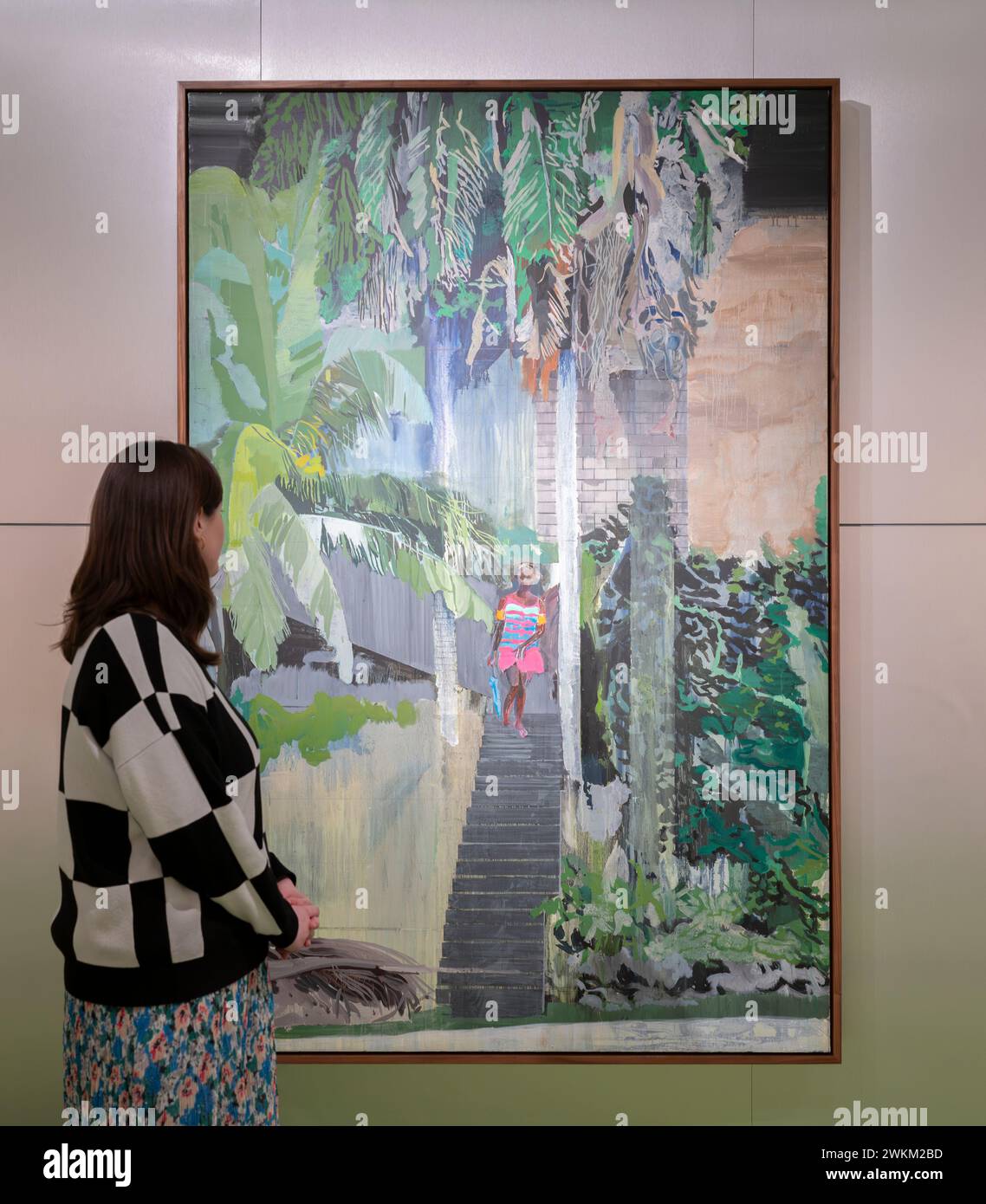 National Portrait Gallery, Londra, Regno Unito. 21 febbraio 2024. The Time is Always Now: Gli artisti Reframe the Black Figure mettono in mostra il lavoro di 22 artisti contemporanei della diaspora africana e mettono in evidenza il loro uso di figure per illuminare la ricchezza e la complessità della vita nera, dal 22 febbraio al 19 maggio 2024. Immagine: Grace Jones, Hurvin Anderson, 2020. Crediti: Malcolm Park/Alamy Foto Stock