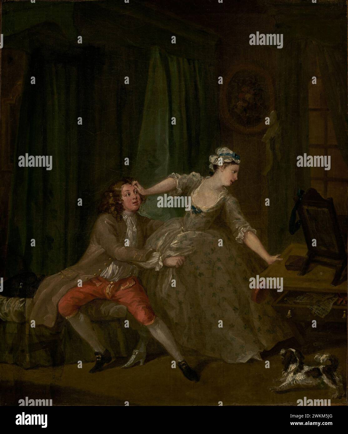 Prima; William Hogarth (inglese, 1697 - 1764); 1730 - 1731; Olio su tela, 40 x 33,7 cm (15 3/4 × 13 1/4 in.); 78.PA.204 Foto Stock