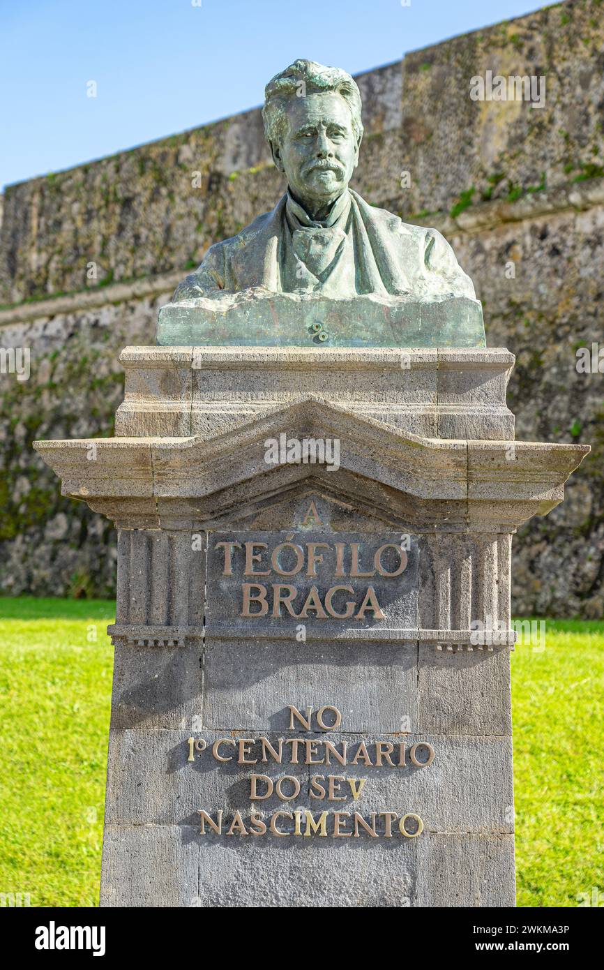 Statua in onore di Teofilo Braga.Ponta Delgada-São Miguel-Aores-Portugal.3-3-2024 Foto Stock