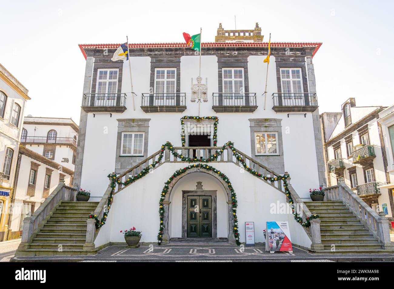 Facciata della camera comunale di Ponta Delgada. Ponta Delgada-sao miguel-azzorre-portogallo.3-3-2024 Foto Stock