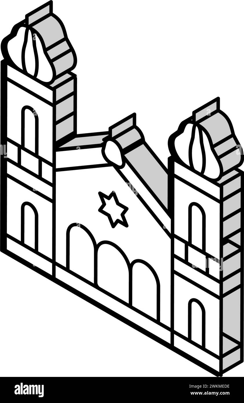 edificio della sinagoga illustrazione vettoriale di icone isometriche ebraiche Illustrazione Vettoriale