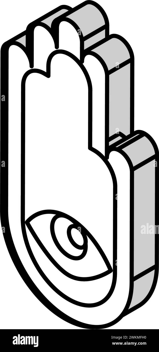 hamsa mano icona isometrica ebraica illustrazione vettoriale Illustrazione Vettoriale