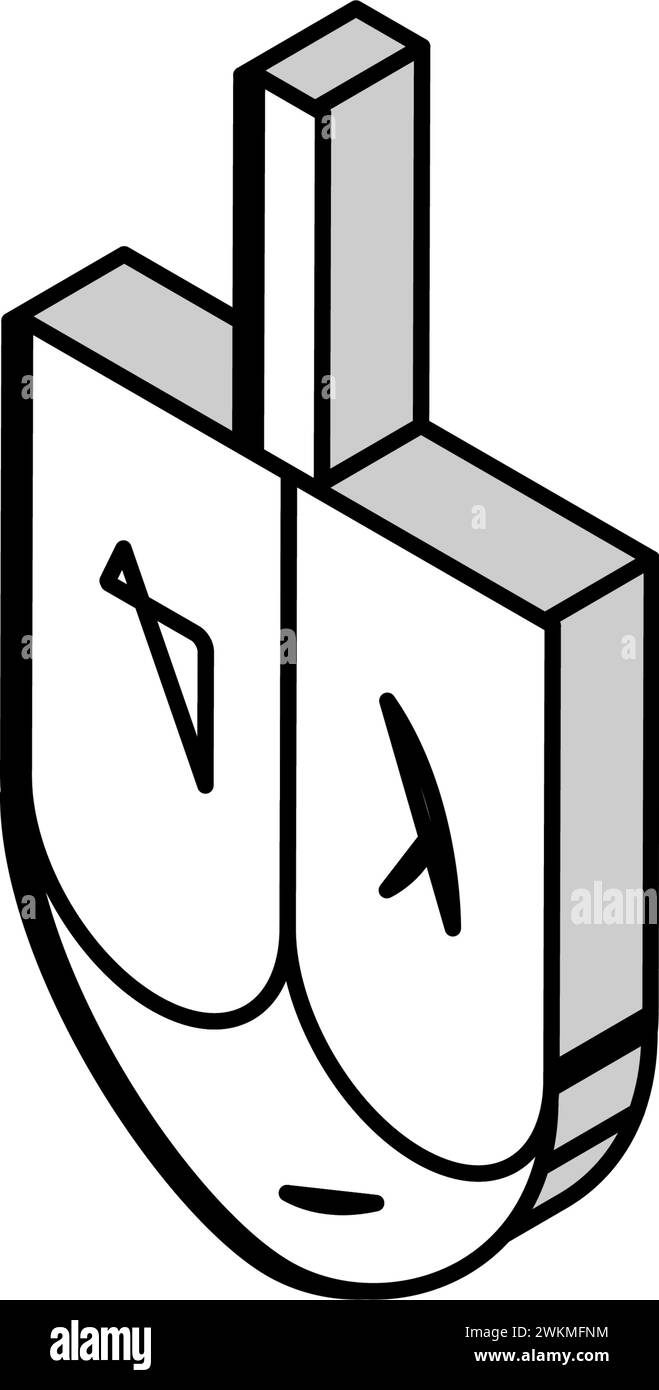 hanukkah dreidel icona isometrica ebraica illustrazione vettoriale Illustrazione Vettoriale