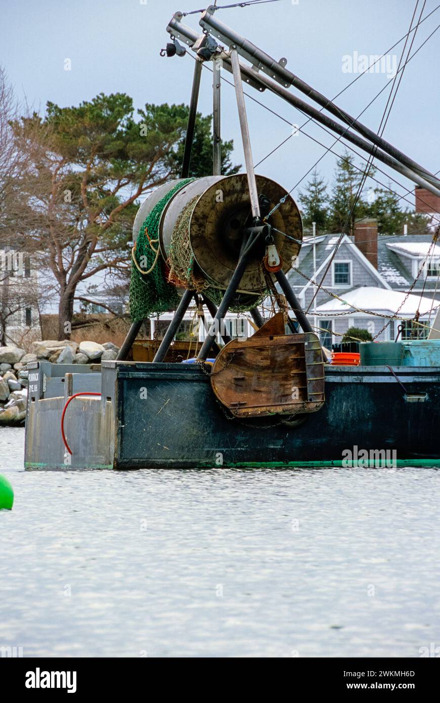Barche ancorate a Rye Harbor a Rye, New Hampshire, la mattina presto. Foto Stock