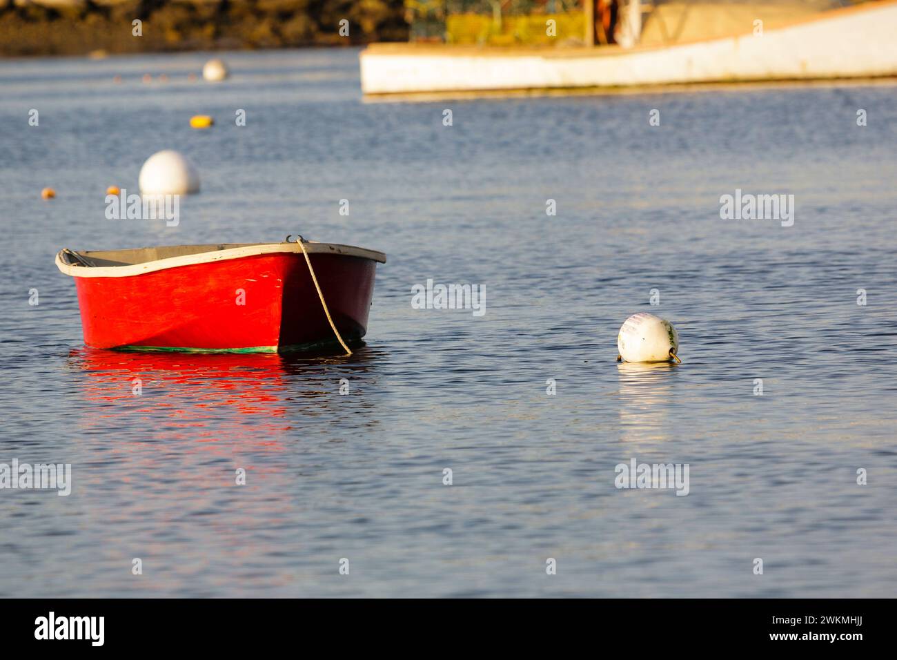 Barche ancorate a Rye Harbor a Rye, New Hampshire, la mattina presto. Foto Stock