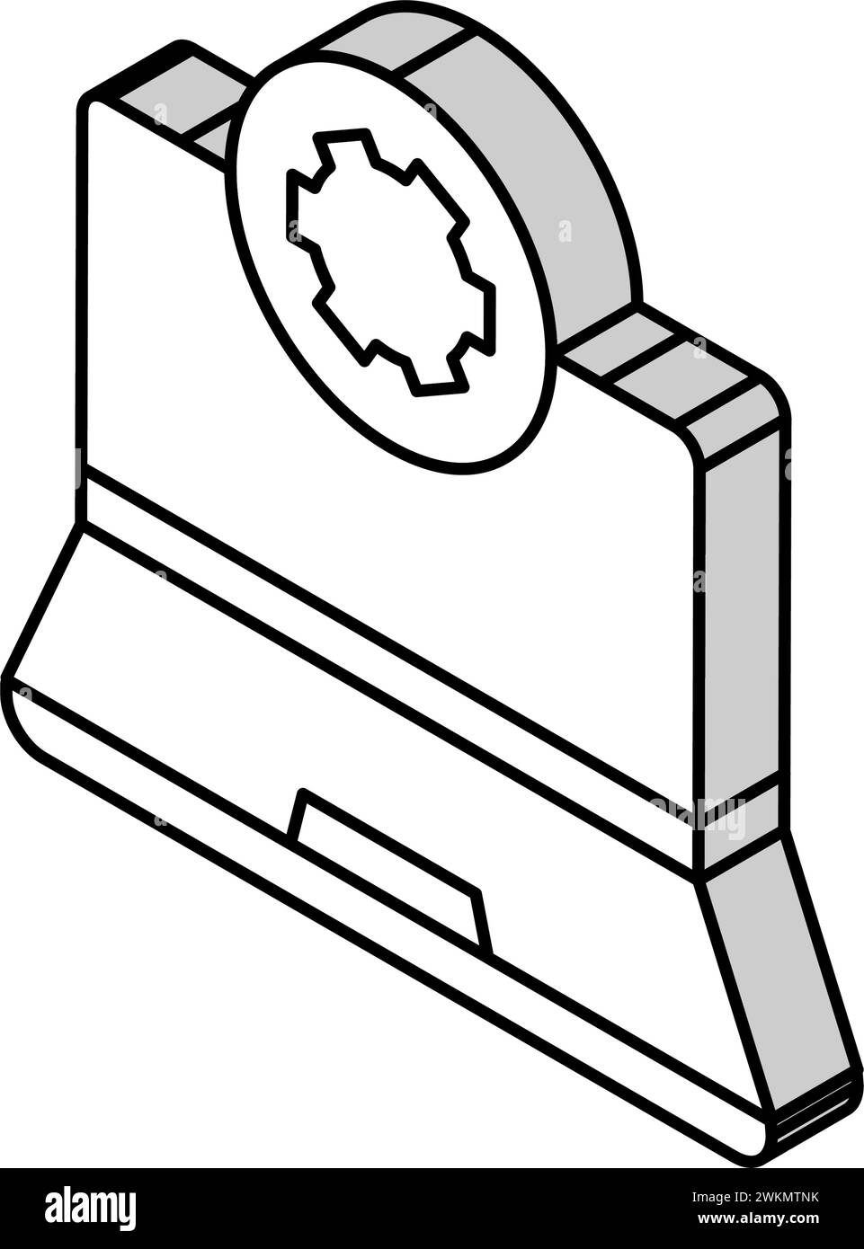 illustrazione vettoriale dell'icona isometrica del computer per la riparazione della manutenzione del notebook Illustrazione Vettoriale